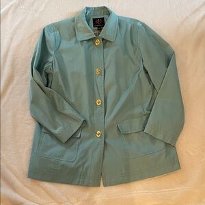 Isaac Mizrahi Live Women's Teal Jacket with Gold Buttons size L